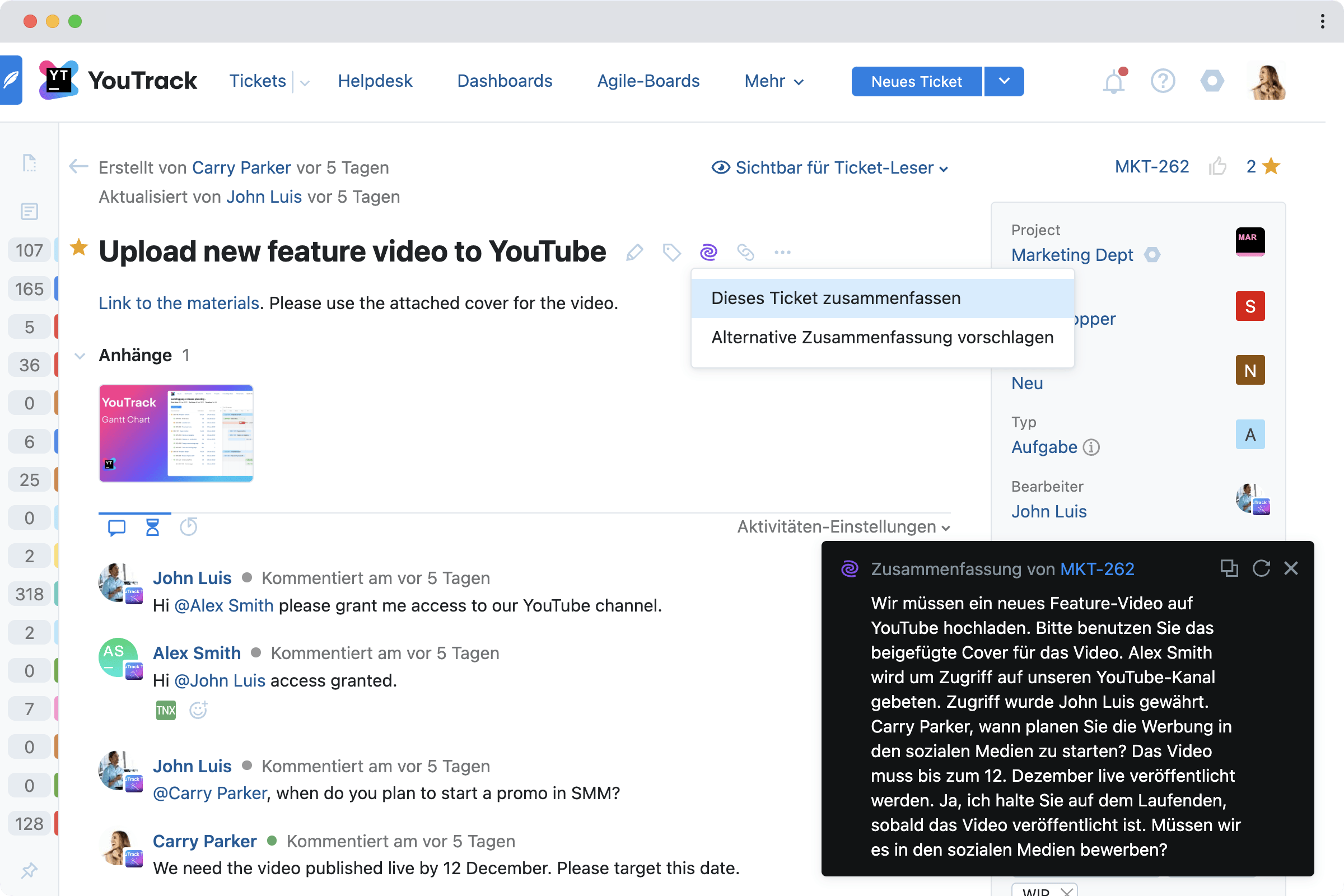 Hochladen neuer Videos auf YouTube