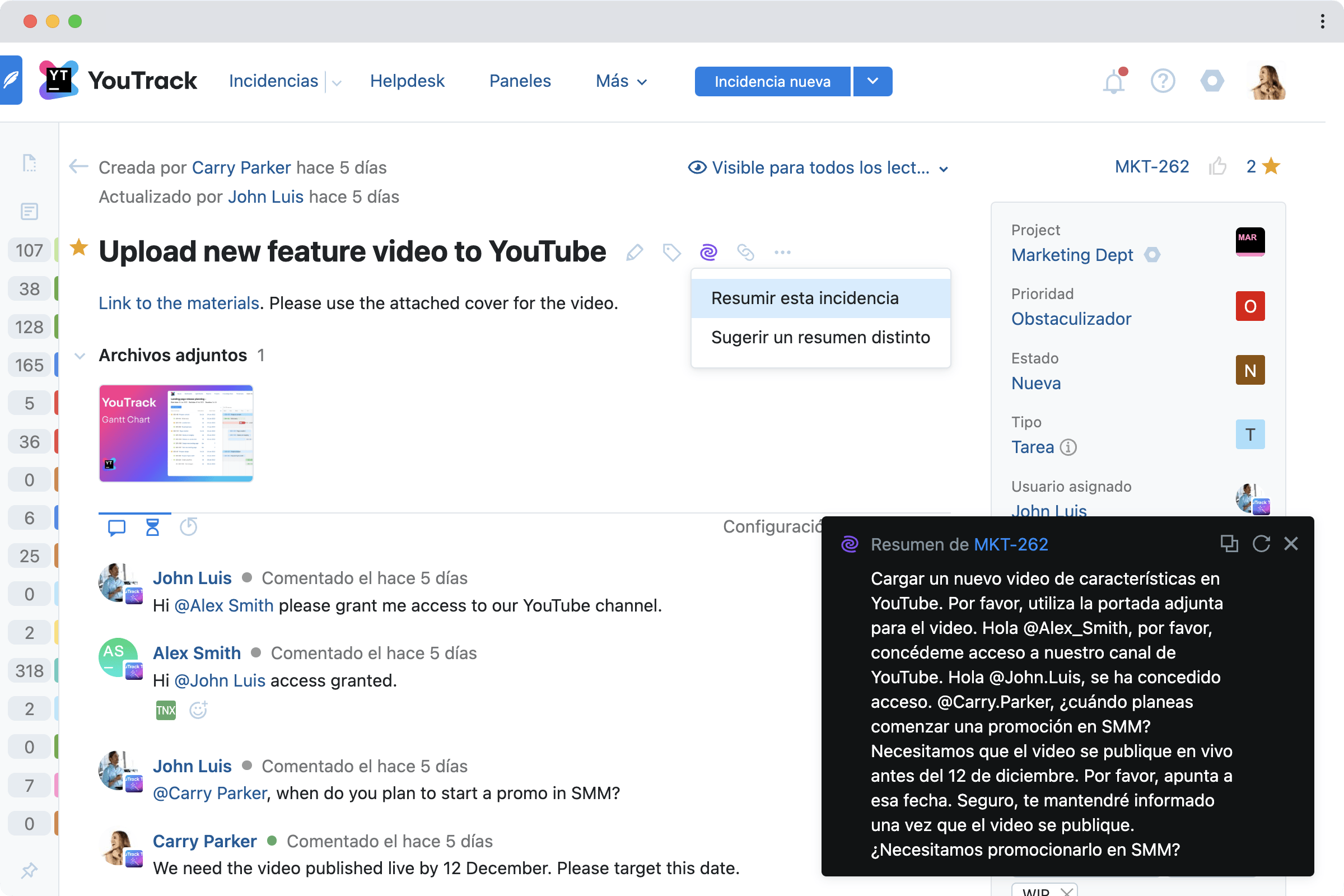 Suba nuevos vídeos de funcionalidades a YouTube