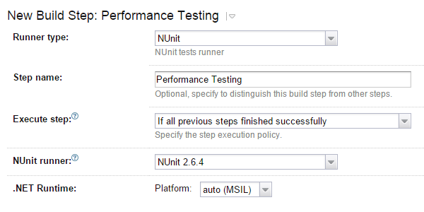 Running unit testing build step under the profiler