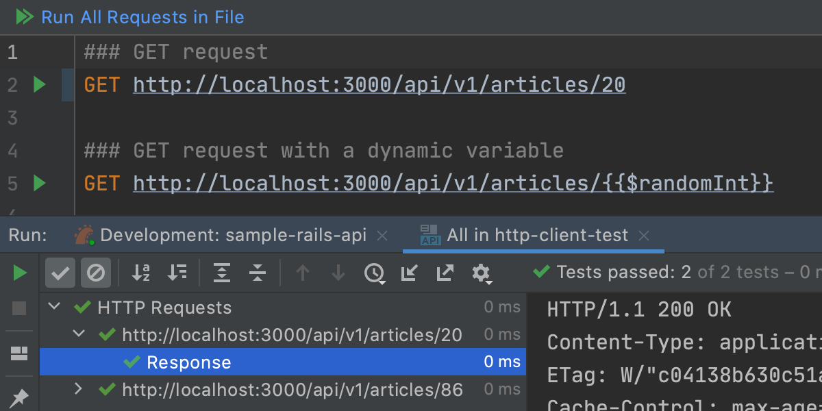 HTTP client in the code editor